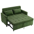 MAYEERTY 56.9 Inch Loveseat Pull Out Sleeper Sofa Bed with Reversible Backrest Cushion Side Pockets Phone Holder for Living Room Green