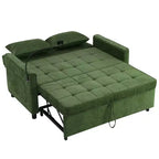 MAYEERTY 56.9 Inch Loveseat Pull Out Sleeper Sofa Bed with Reversible Backrest Cushion Side Pockets Phone Holder for Living Room Green