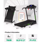 Tapis de course pliable FYC 330 lb capacité de poids 3.5 CV pour la maison avec inclinaison Tapis de course électrique portable