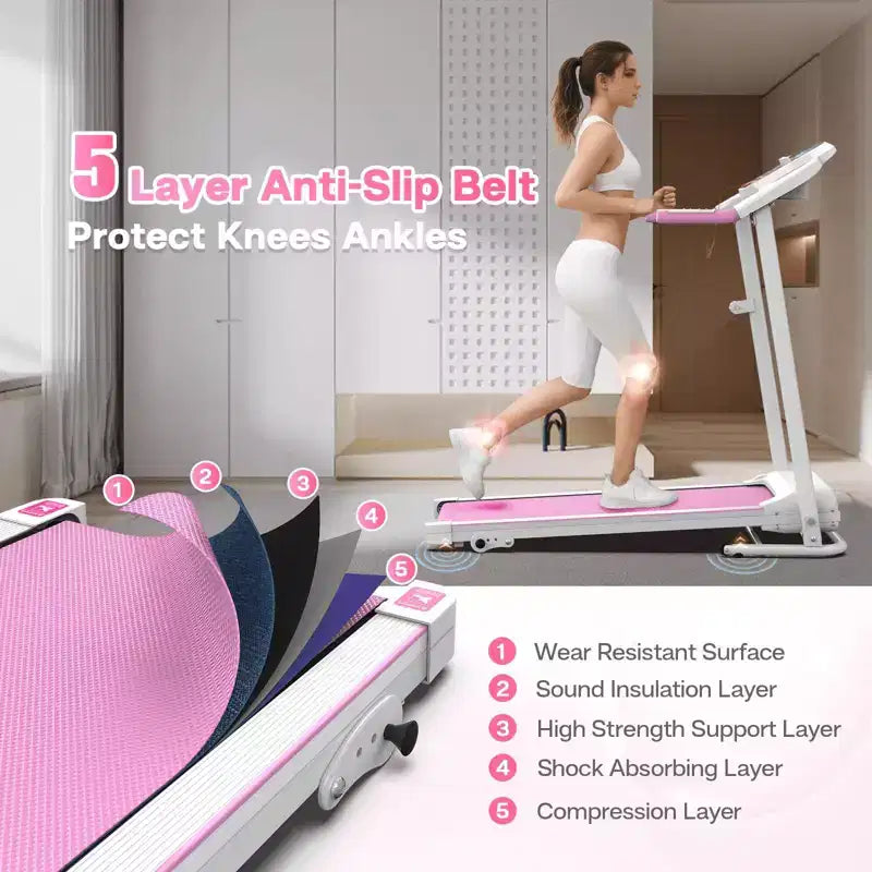 FYC Foldable Electric Treadmill for Home, 2.5HP Quiet 7.5 MPH with Heart Rate Sensor and LCD Display