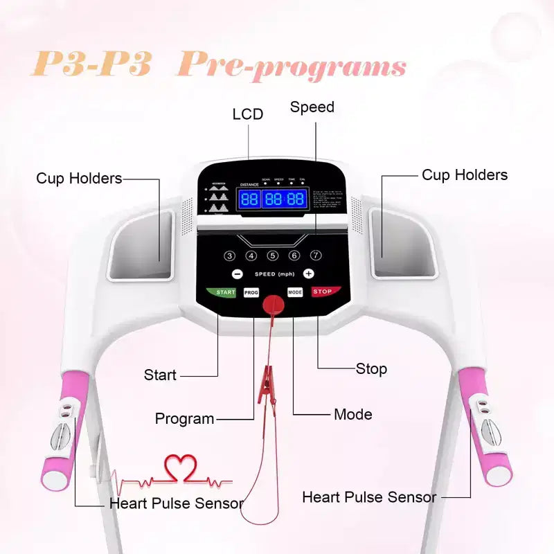 FYC Foldable Electric Treadmill for Home, 2.5HP Quiet 7.5 MPH with Heart Rate Sensor and LCD Display
