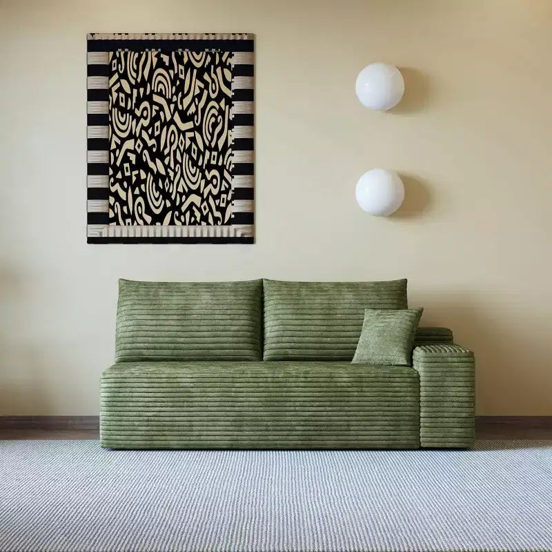 MAYEERTY 3-Seater Left Sofa Green - 3-Seater Left Layout, Corduroy, No Assembly, for Living Room/Bedroom