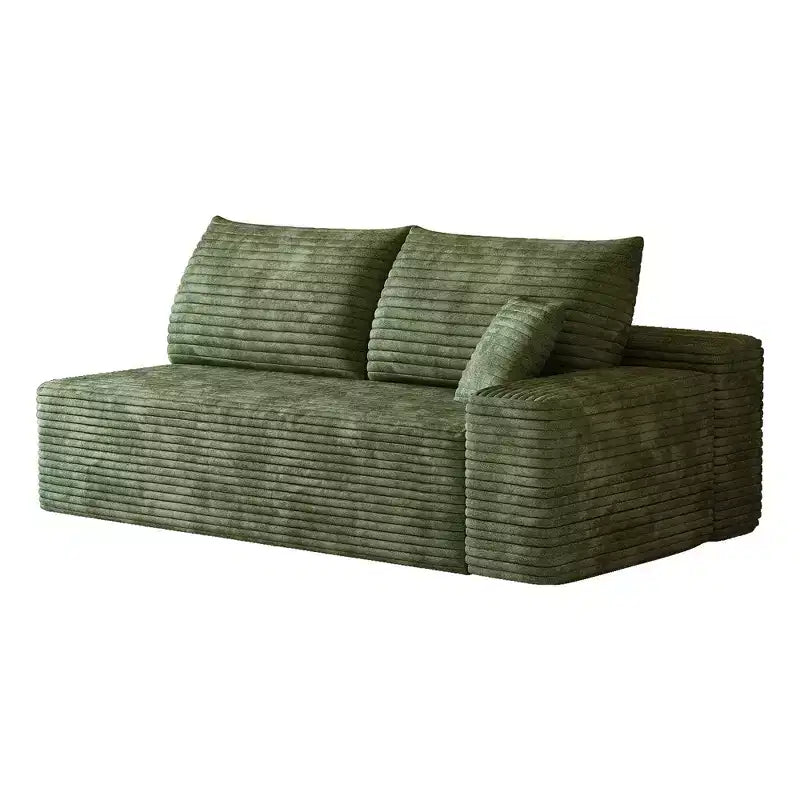 MAYEERTY 3-Seater Left Sofa Green - 3-Seater Left Layout, Corduroy, No Assembly, for Living Room/Bedroom