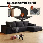 MAYEERTY 107 Cloud L-Shape Sofa - 107 L-Shape, Corduroy, Deep Seat, No Assembly, for Living Room/Bedroom