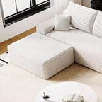 Canapé MAYEERTY Blanc - Velours côtelé, Assise compacte, Aucun assemblage requis, pour Salon/Chambre à coucher