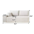 Canapé MAYEERTY Blanc - Velours côtelé, Assise compacte, Aucun assemblage requis, pour Salon/Chambre à coucher