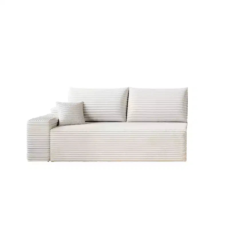 Canapé MAYEERTY Blanc - Velours côtelé, Assise compacte, Aucun assemblage requis, pour Salon/Chambre à coucher