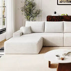 MAYEERTY Sofa White - Corduroy, Compact Seat, No Assembly, for Living Room/Bedroom