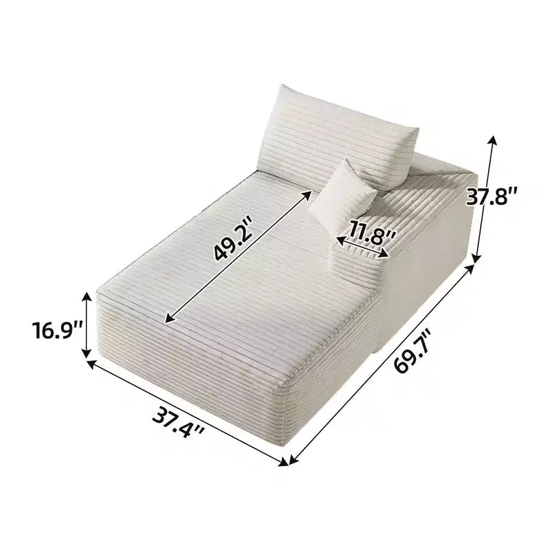 Canapé MAYEERTY Blanc - Velours côtelé, Assise compacte, Aucun assemblage requis, pour Salon/Chambre à coucher