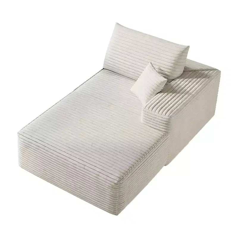 Canapé MAYEERTY Blanc - Velours côtelé, Assise compacte, Aucun assemblage requis, pour Salon/Chambre à coucher