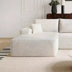 Canapé MAYEERTY Blanc - Velours côtelé, Assise compacte, Aucun assemblage requis, pour Salon/Chambre à coucher