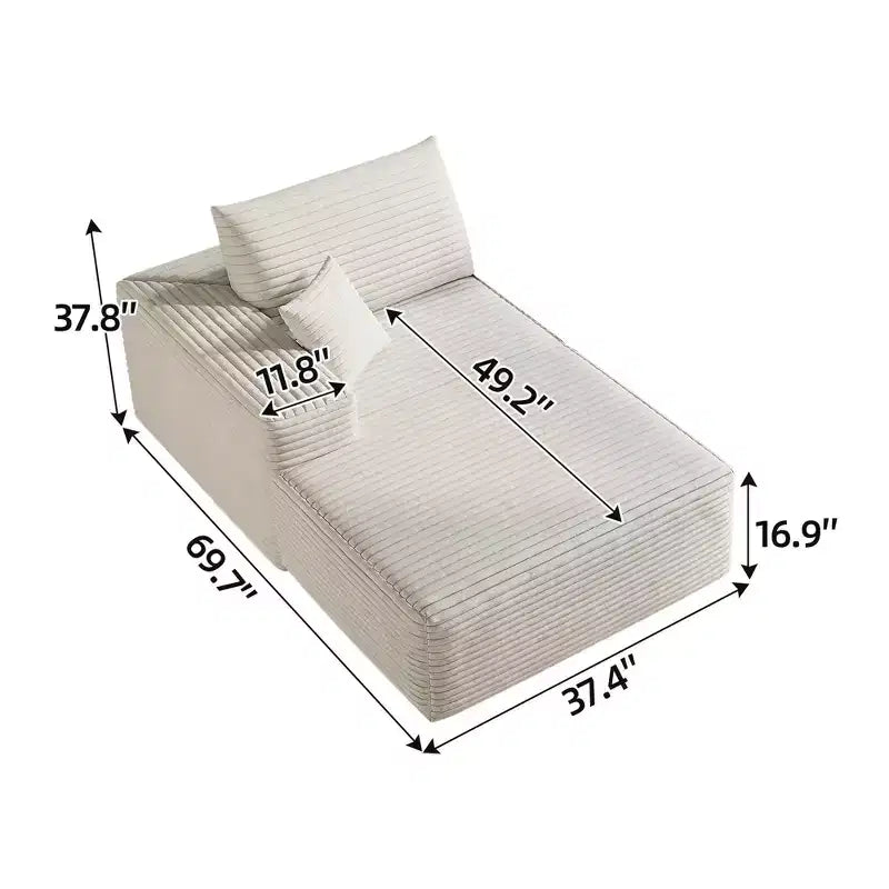 Canapé MAYEERTY Blanc - Velours côtelé, Assise compacte, Aucun assemblage requis, pour Salon/Chambre à coucher