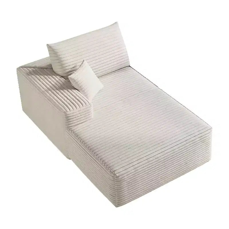 Canapé MAYEERTY Blanc - Velours côtelé, Assise compacte, Aucun assemblage requis, pour Salon/Chambre à coucher