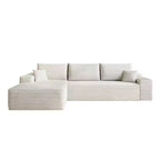 Canapé MAYEERTY Blanc - Velours côtelé, Assise compacte, Aucun assemblage requis, pour Salon/Chambre à coucher