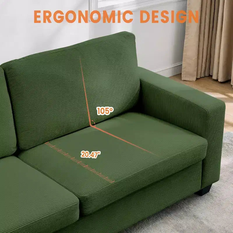 84 Modern Loveseat Sofa for Living Room, 2 Soft Cushions & Sturdy Wood Frame, Comfy Corduroy Sofa, Cloud Couch, for Living Room, Bedroom
