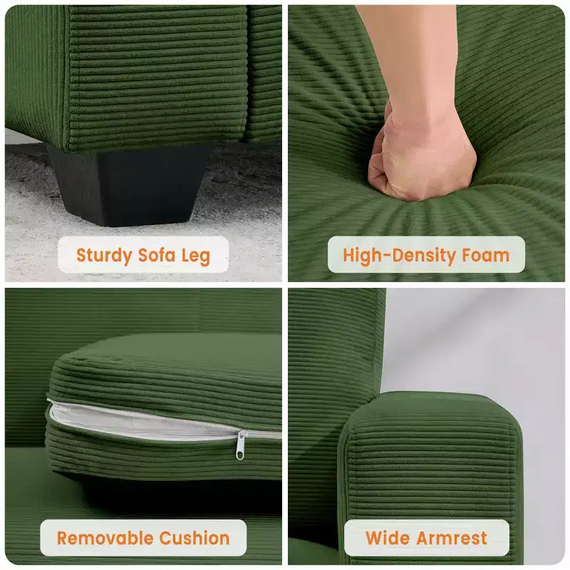 84 Modern Loveseat Sofa for Living Room, 2 Soft Cushions & Sturdy Wood Frame, Comfy Corduroy Sofa, Cloud Couch, for Living Room, Bedroom