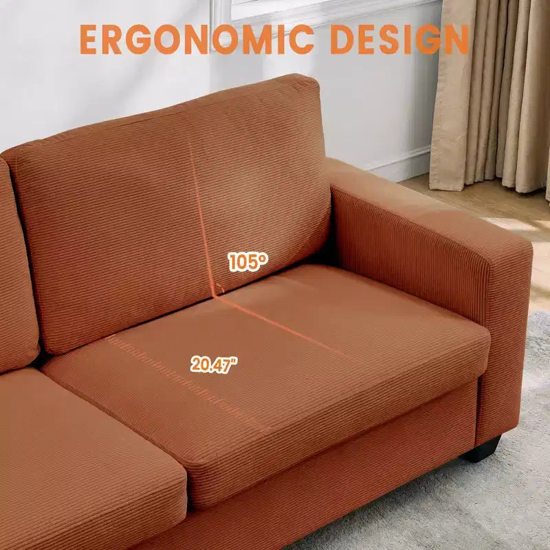 84 Modern Loveseat Sofa for Living Room, 2 Soft Cushions & Sturdy Wood Frame, Comfy Corduroy Sofa, Cloud Couch, for Living Room, Bedroom