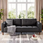 GustoWave Modern 83 Canapé 3 places en similicuir avec coussin à ressorts, canapé de salon à assise profonde avec 2 coussins de dossier amovibles