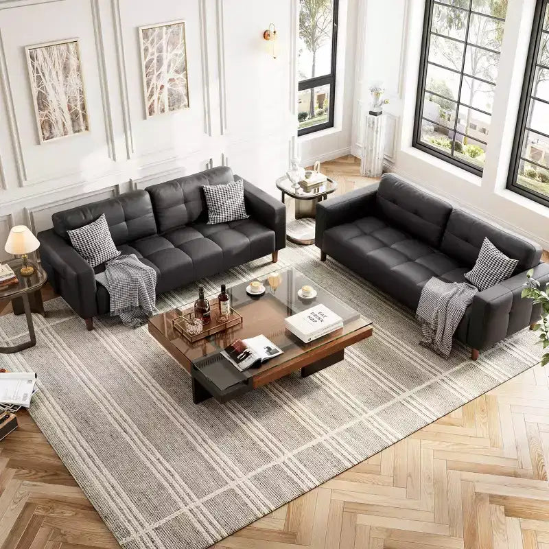 GustoWave Modern 83 Canapé 3 places en similicuir avec coussin à ressorts, canapé de salon à assise profonde avec 2 coussins de dossier amovibles