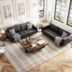 GustoWave Modern 83 Canapé 3 places en similicuir avec coussin à ressorts, canapé de salon à assise profonde avec 2 coussins de dossier amovibles