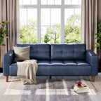 GustoWave Modern 83 Canapé 3 places en similicuir avec coussin à ressorts, canapé de salon à assise profonde avec 2 coussins de dossier amovibles