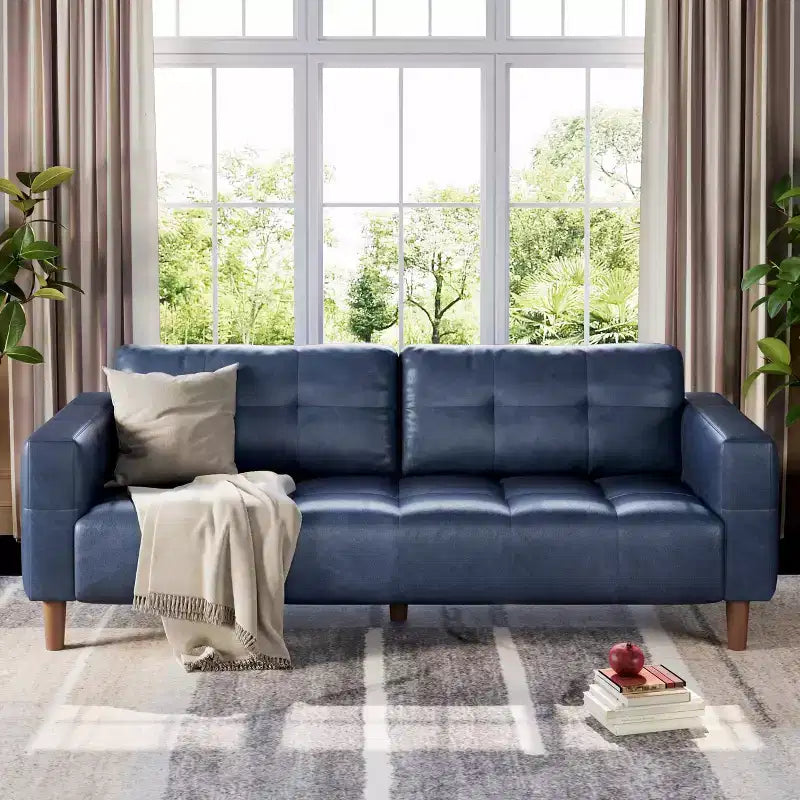 GustoWave Modern 83 Canapé 3 places en similicuir avec coussin à ressorts, canapé de salon à assise profonde avec 2 coussins de dossier amovibles