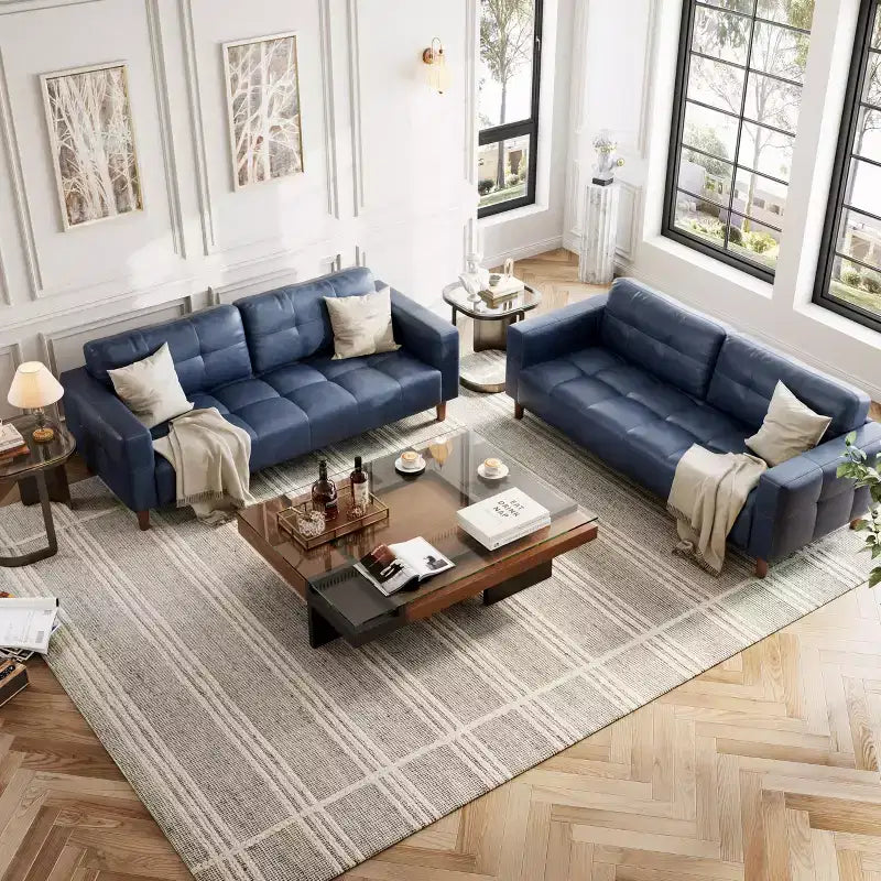 GustoWave Modern 83 Canapé 3 places en similicuir avec coussin à ressorts, canapé de salon à assise profonde avec 2 coussins de dossier amovibles