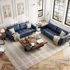 GustoWave Modern 83 Canapé 3 places en similicuir avec coussin à ressorts, canapé de salon à assise profonde avec 2 coussins de dossier amovibles