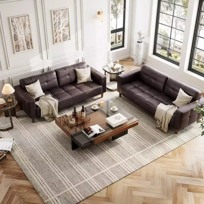GustoWave Modern 83 Canapé 3 places en similicuir avec coussin à ressorts, canapé de salon à assise profonde avec 2 coussins de dossier amovibles