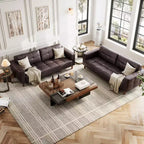 GustoWave Modern 83 Canapé 3 places en similicuir avec coussin à ressorts, canapé de salon à assise profonde avec 2 coussins de dossier amovibles