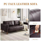 GustoWave Modern 83 Canapé 3 places en similicuir avec coussin à ressorts, canapé de salon à assise profonde avec 2 coussins de dossier amovibles
