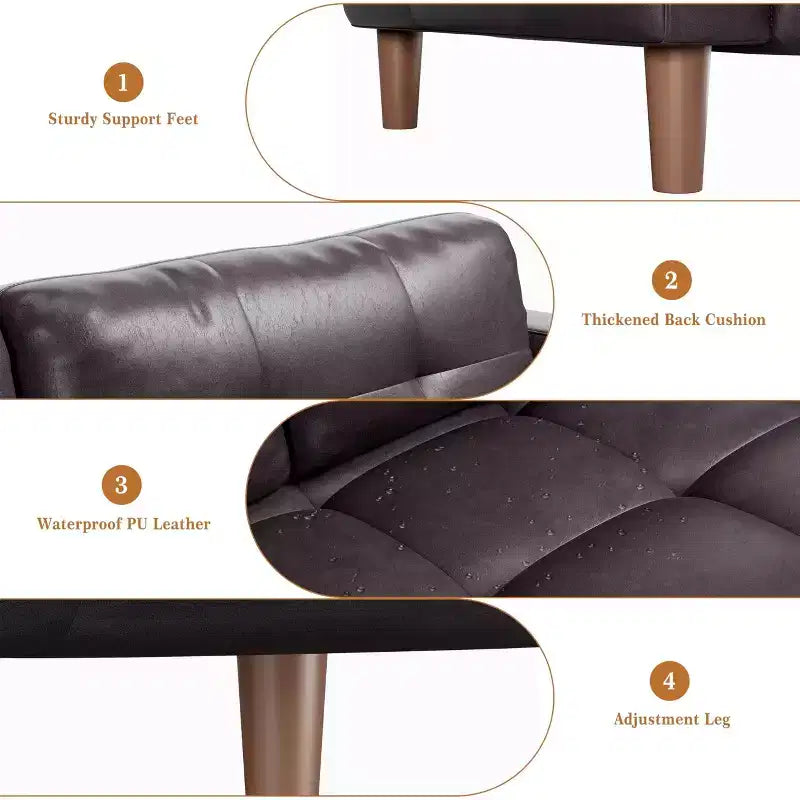 GustoWave Modern 83 Canapé 3 places en similicuir avec coussin à ressorts, canapé de salon à assise profonde avec 2 coussins de dossier amovibles