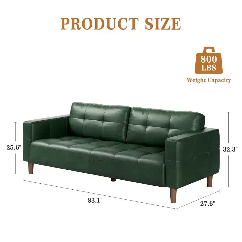 GustoWave Modern 83 Canapé 3 places en similicuir avec coussin à ressorts, canapé de salon à assise profonde avec 2 coussins de dossier amovibles