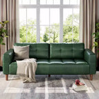 GustoWave Modern 83 Canapé 3 places en similicuir avec coussin à ressorts, canapé de salon à assise profonde avec 2 coussins de dossier amovibles