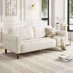GustoWave Modern 83 Canapé 3 places en similicuir avec coussin à ressorts, canapé de salon à assise profonde avec 2 coussins de dossier amovibles