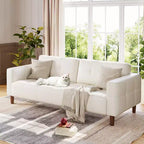 GustoWave Modern 83 Canapé 3 places en similicuir avec coussin à ressorts, canapé de salon à assise profonde avec 2 coussins de dossier amovibles
