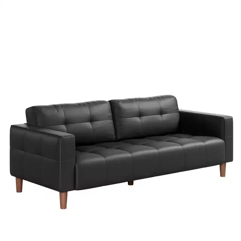 GustoWave Modern 83 Faux Leather 3-Seater Couch with Spring Cushion, Living Room Deep Seats Sofa with 2 Removable Back Cushions