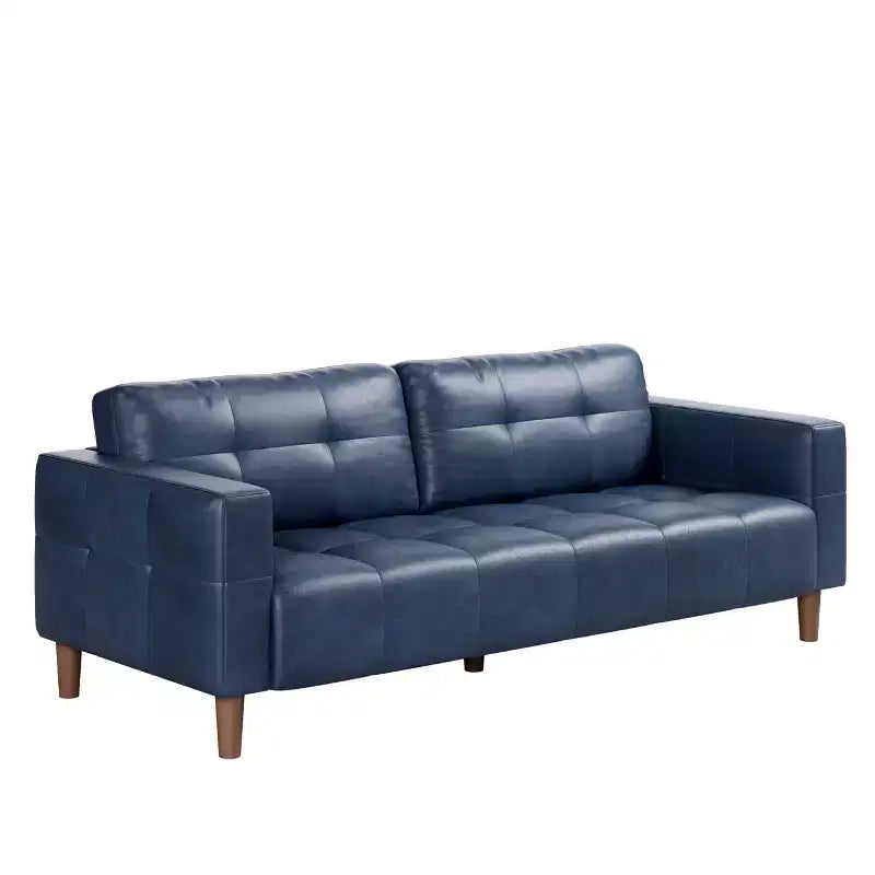 GustoWave Modern 83 Faux Leather 3-Seater Couch with Spring Cushion, Living Room Deep Seats Sofa with 2 Removable Back Cushions