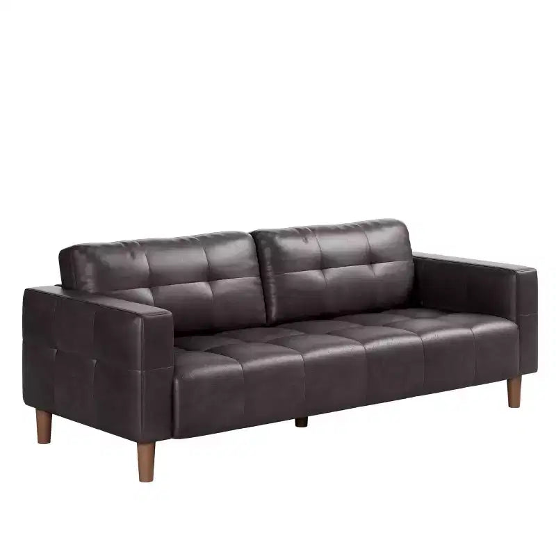 GustoWave Modern 83 Faux Leather 3-Seater Couch with Spring Cushion, Living Room Deep Seats Sofa with 2 Removable Back Cushions