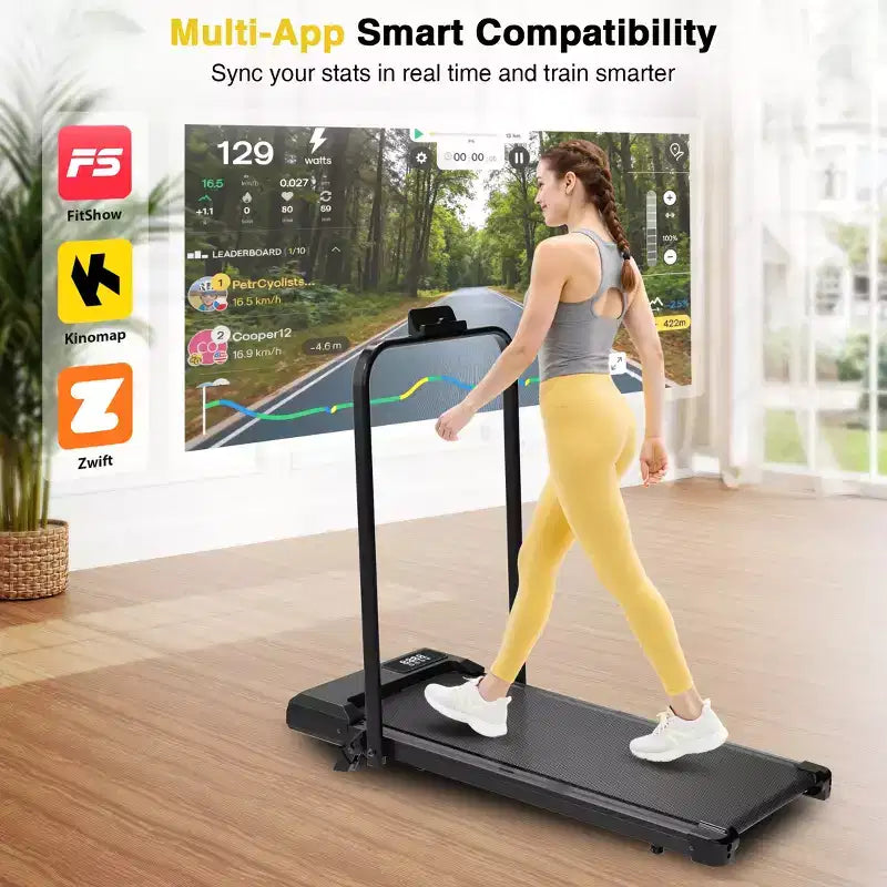 Tapis de course pliable Redliro 2 en 1 avec inclinaison, tapis de course de bureau avec écran LED et application pour la maison et le bureau
