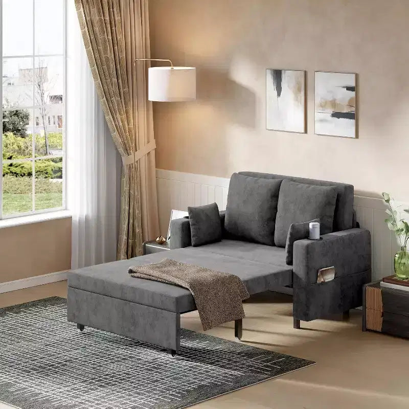 56 Convertible Sleeper Sofa Bed, 3-in-1 Pull Out Sofa Bed, Modern Couch, Capacity up to 1000lb, for Living Room, Bedroom