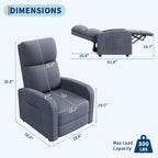 Lazy Recliner Ergonomic Adjustable Single Sofa, Side Pocket, Recliner Chair for Adults, Tall Back, Wide Arms & Padded Seat, for Living Room