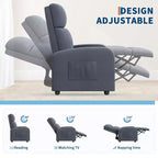 Lazy Recliner Ergonomic Adjustable Single Sofa, Side Pocket, Recliner Chair for Adults, Tall Back, Wide Arms & Padded Seat, for Living Room