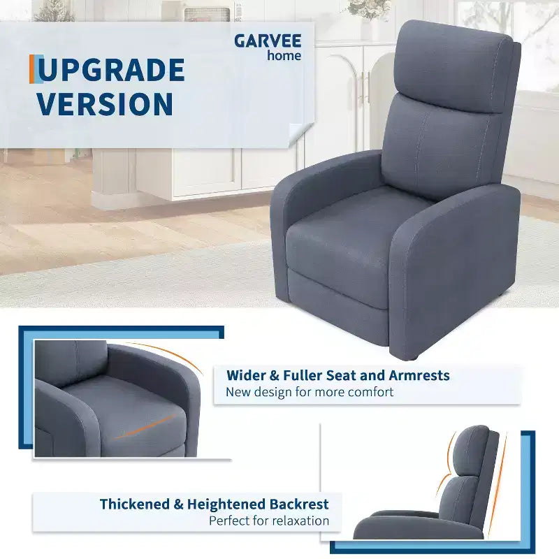 Lazy Recliner Ergonomic Adjustable Single Sofa, Side Pocket, Recliner Chair for Adults, Tall Back, Wide Arms & Padded Seat, for Living Room