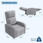 Lazy Recliner Ergonomic Adjustable Single Sofa, Side Pocket, Recliner Chair for Adults, Tall Back, Wide Arms & Padded Seat, for Living Room