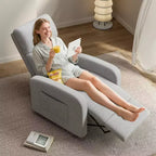 Lazy Recliner Ergonomic Adjustable Single Sofa, Side Pocket, Recliner Chair for Adults, Tall Back, Wide Arms & Padded Seat, for Living Room