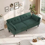 89 Futon Sofa Bed, Modern Chenille Sleeper Couch, Adjustable Backrest & Armrest, Convertible Futon Couch, for Living Room, (Two pillows)