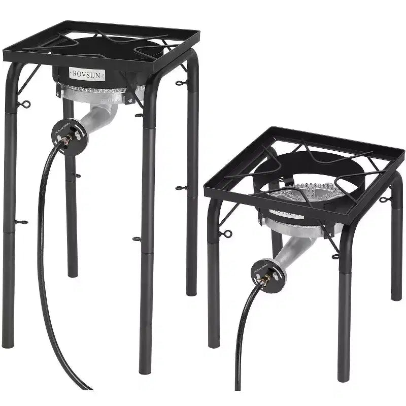 ROVSUN 200,000 BTU High Pressure Single Propane Burner, Portable Gas Stove Cooker with 2 Heights & Regulator for Outdoor Camp Cooking Frying Boiling