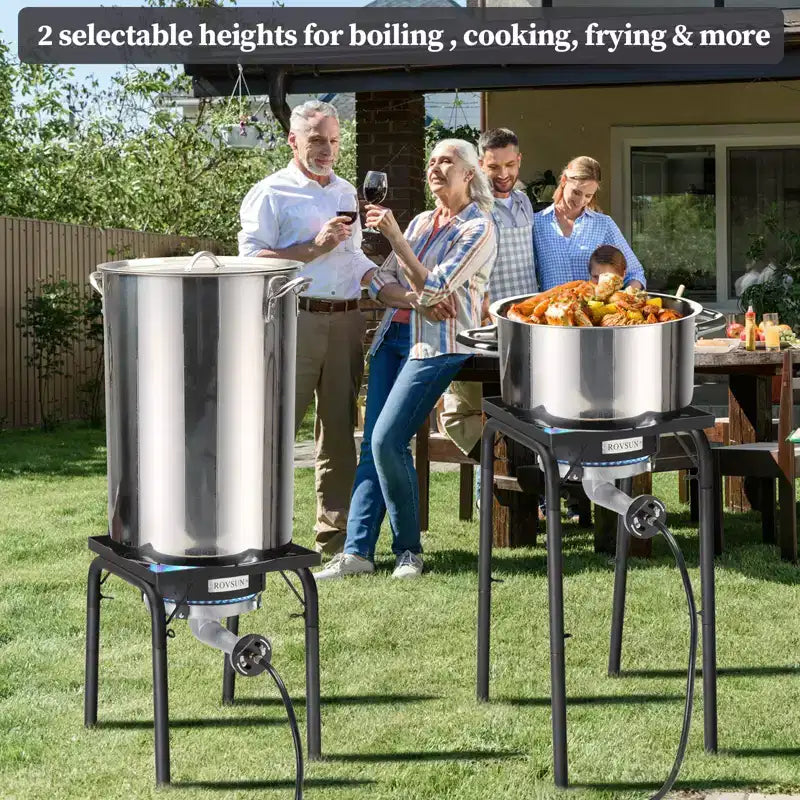 ROVSUN 200,000 BTU High Pressure Single Propane Burner, Portable Gas Stove Cooker with 2 Heights & Regulator for Outdoor Camp Cooking Frying Boiling