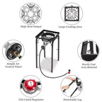 ROVSUN 200,000 BTU High Pressure Single Propane Burner, Portable Gas Stove Cooker with 2 Heights & Regulator for Outdoor Camp Cooking Frying Boiling
